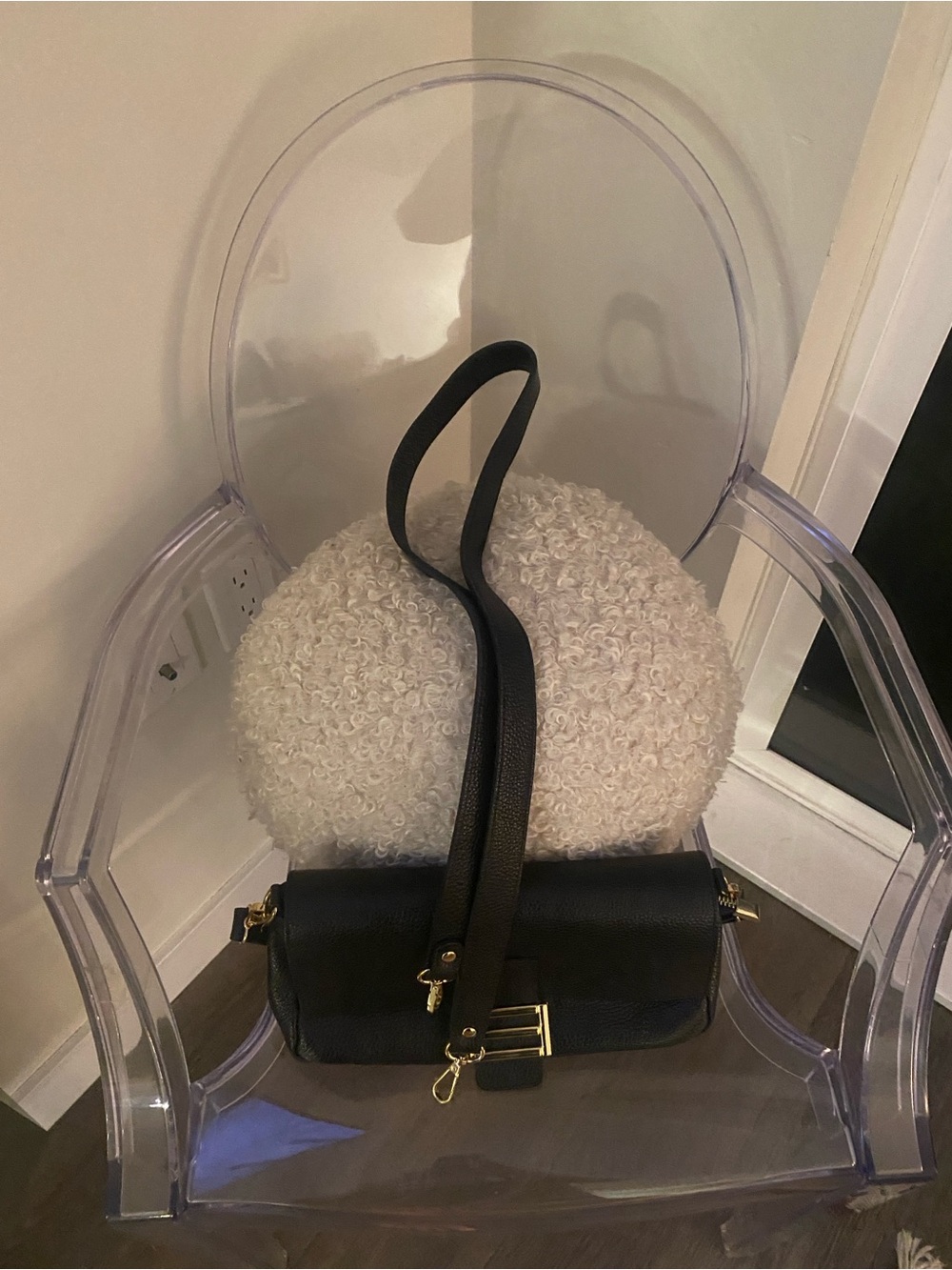 Classic Black Crossbody Bag with Gold Hardware